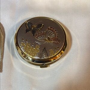 Butterfly Compact Mirror with Gold Accents